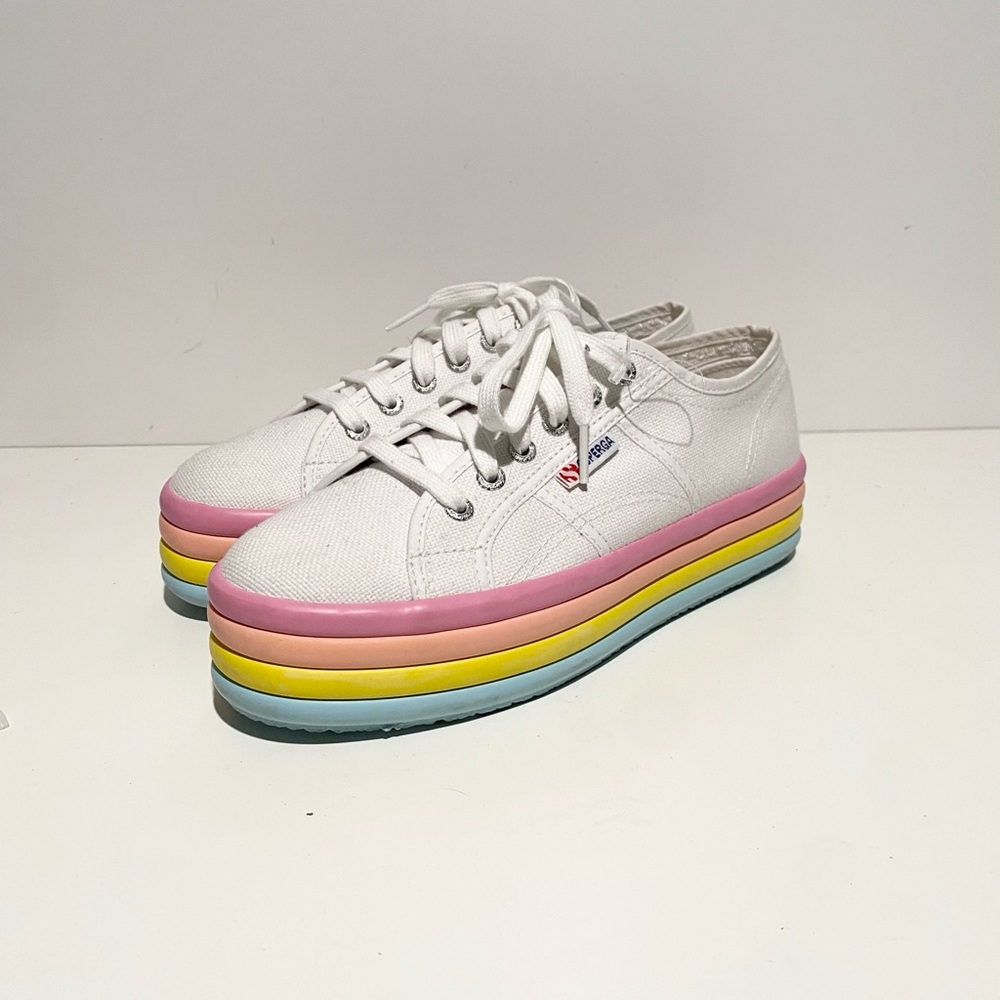 Superga Women's White Multicolor Platform‎ Sneakers 2790 Candy